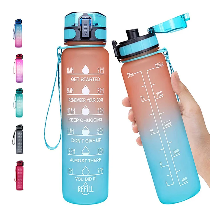 

Sport Water Bottles 1L/2.2L Portable Gym Anti-fall Leak-proof Large Capacity Fitness Kettle Tritan Plastic Waterbottle