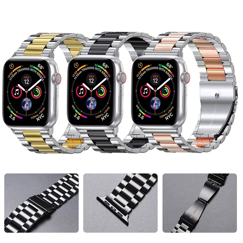 Металлический ремешок для Apple Watch 7 6 se 5 4 Band 44 мм 41 45 40 браслет из нержавеющей стали