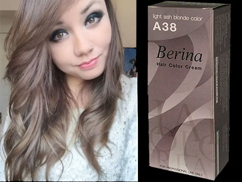 BERINA Professional крем для волос-перманентный цвет краски-A38: светлый пепельный блонд Цвет