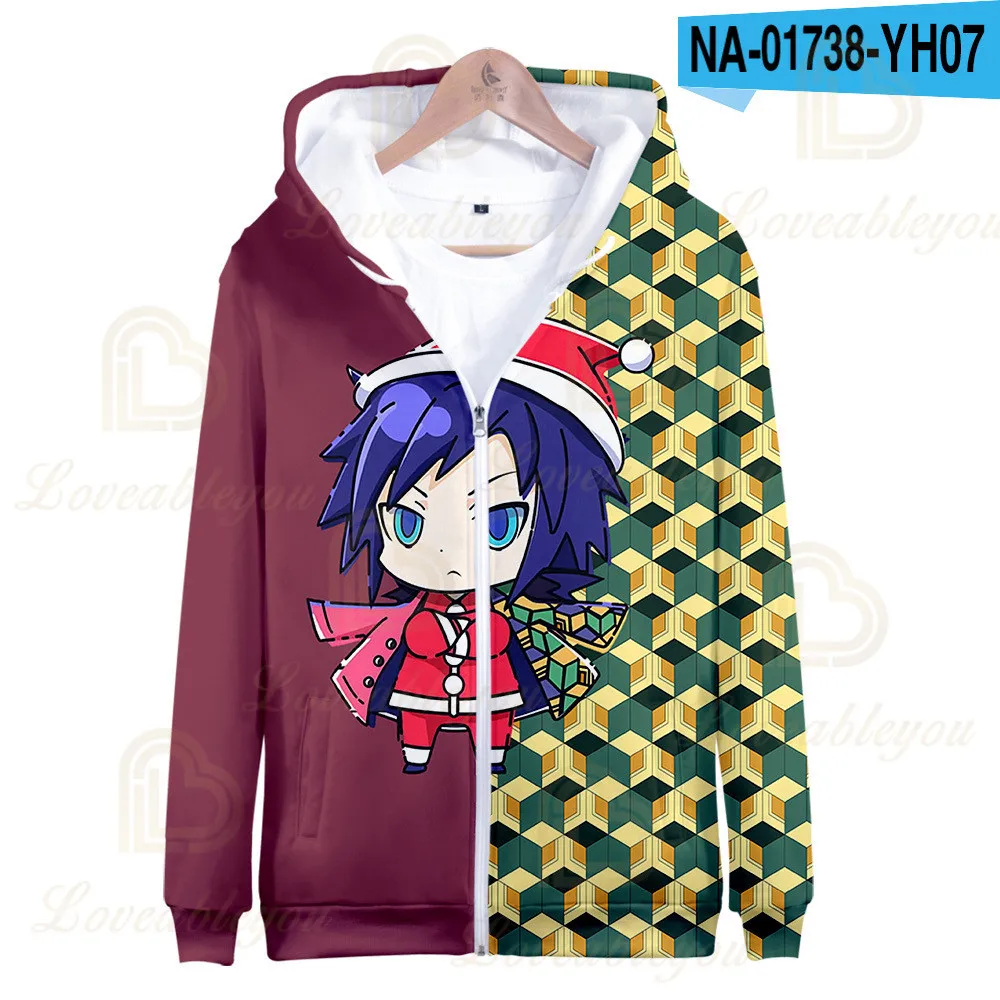 

New Zipper 3D Anime Demon Slayer&Christmas Hoodies Men Tops Hoodies Sweatshirts Casual Kids Women Hoodie