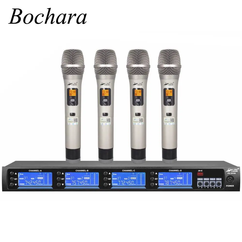 Bochara P Sound PS 1814 Профессиональная беспроводная UHF микрофонная система 4 микрофонных