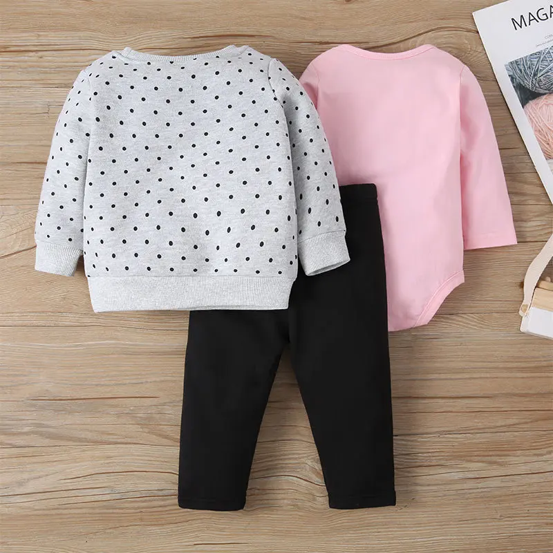 

Three-piece Fashion Pullover for Girls, Baby Animal Print Romper Set, Selling Simple and Fashionable Children's Clothing