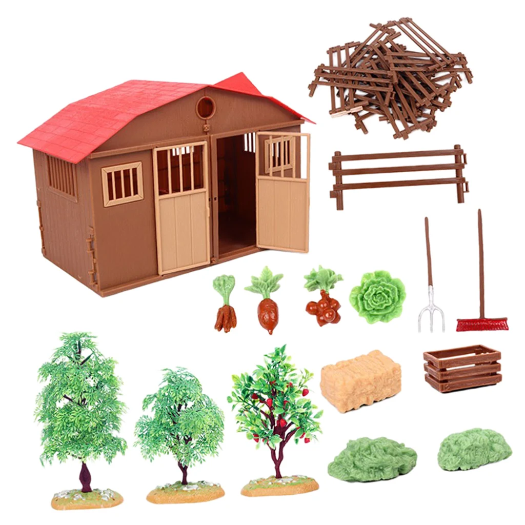 

Моделирование DIY ферма модель пластиковый дом овощи забор Декор Playset