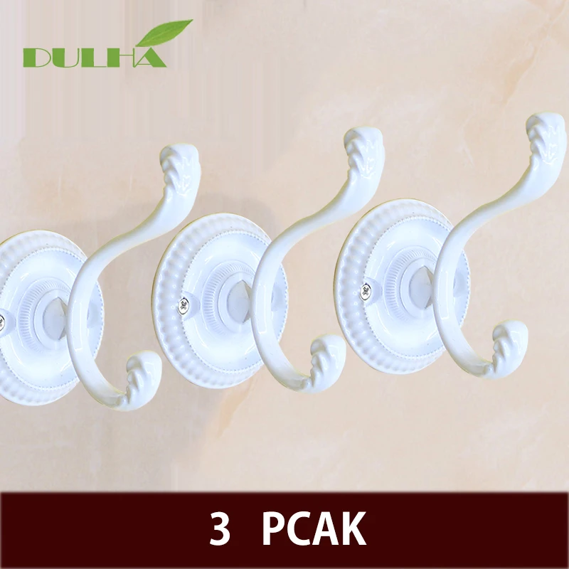 

Luxury 3 Pack White Metal Wall Decor Hanger Robe Hook Coat Clothes Towel Rack Hanging For Kitchen Bathroom Equipment Accessories