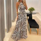Женское платье с леопардовым принтом, с тропическим принтом