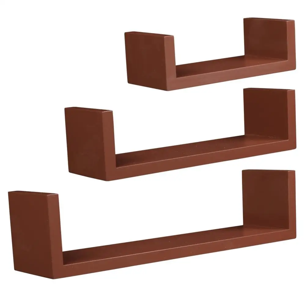 

3 IN 1 Floating Display Shelves Ledge Bookshelf Wall Mount Storage Home Bracket Decor Bookshelf Toy Organizer - Brown