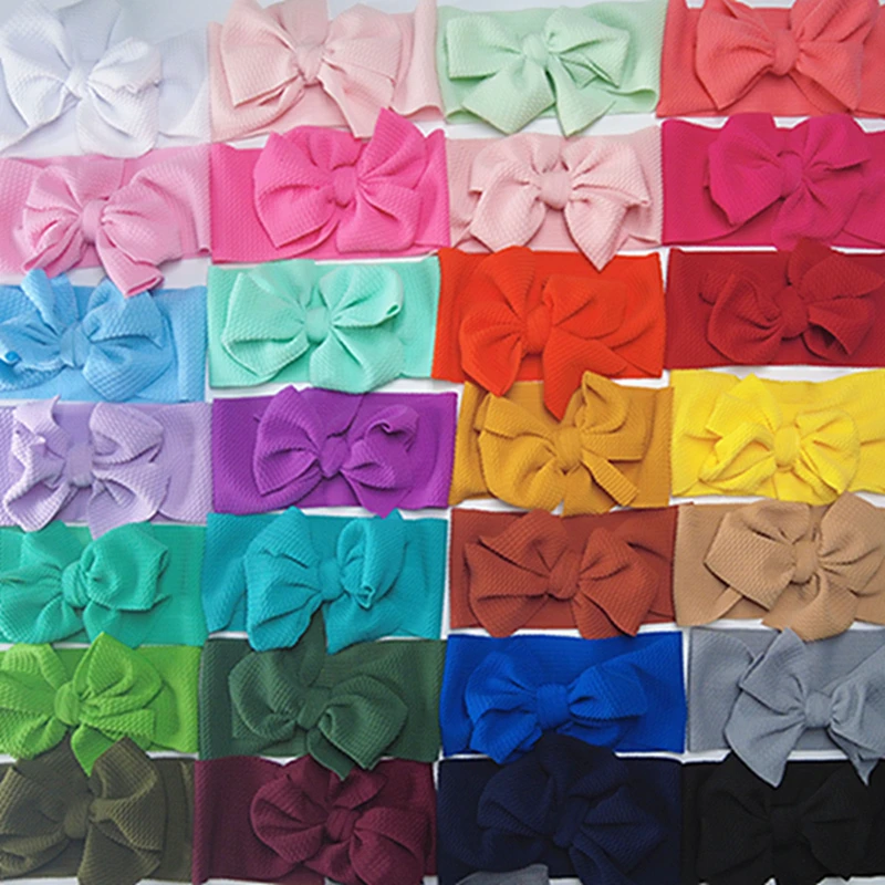 1 PCS 4.5 Inches Toddler Solid Color Big Bows Elastic Hairband Fashion Baby Girls Headband Bowknot Headwear Clothing Decoration