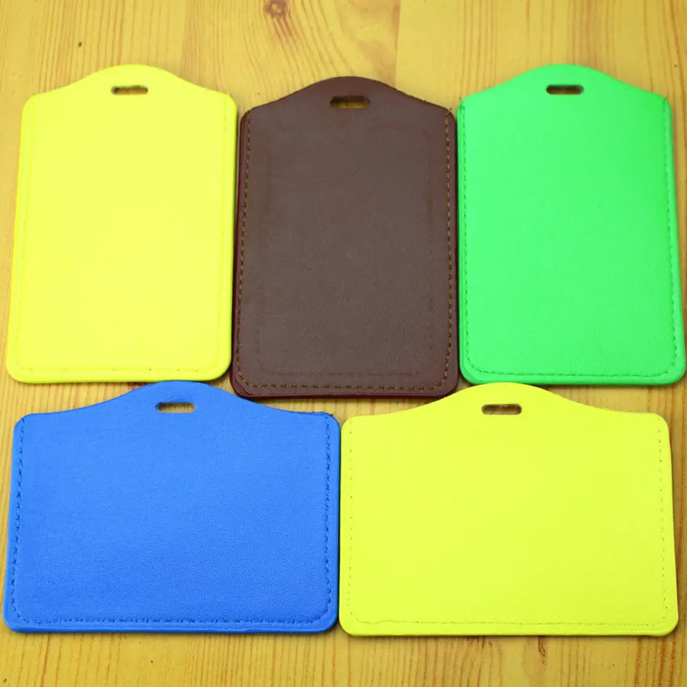 2 шт./упак. из искусственной кожи карман Чехлы для бейджа чехол шейный ремешок