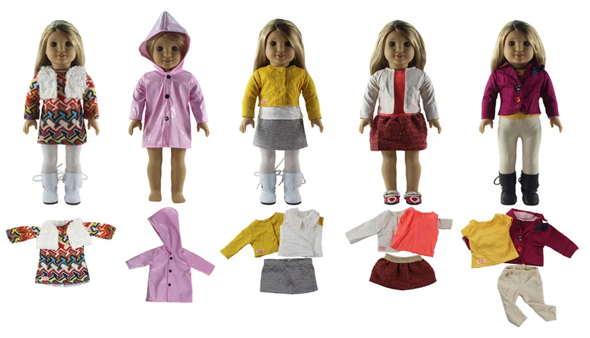 5 шт. кукольная одежда разных цветов и стилей для американской куклы Bitty Baby 18