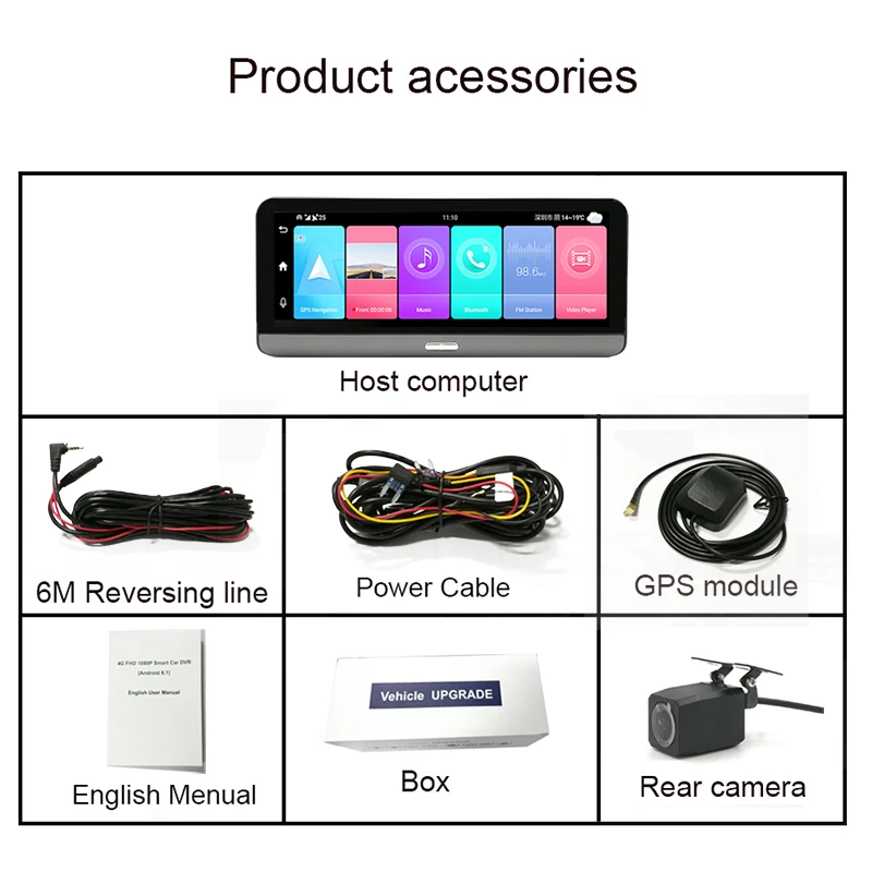 Anfilite 8 дюймовый ADAS Автомобильный видеорегистратор Камера с записью GPS трек 1080P