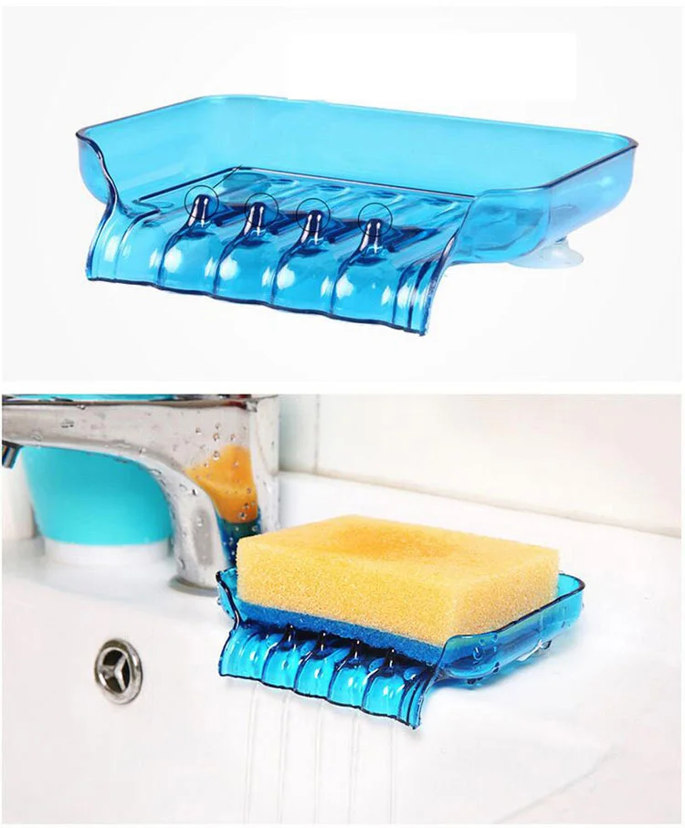 

Waterfall Plastic Soap Dish Bathroom Accessories Drain Soap Box Shower Soap Holder Draining Kitchen Sink Sponge Holder