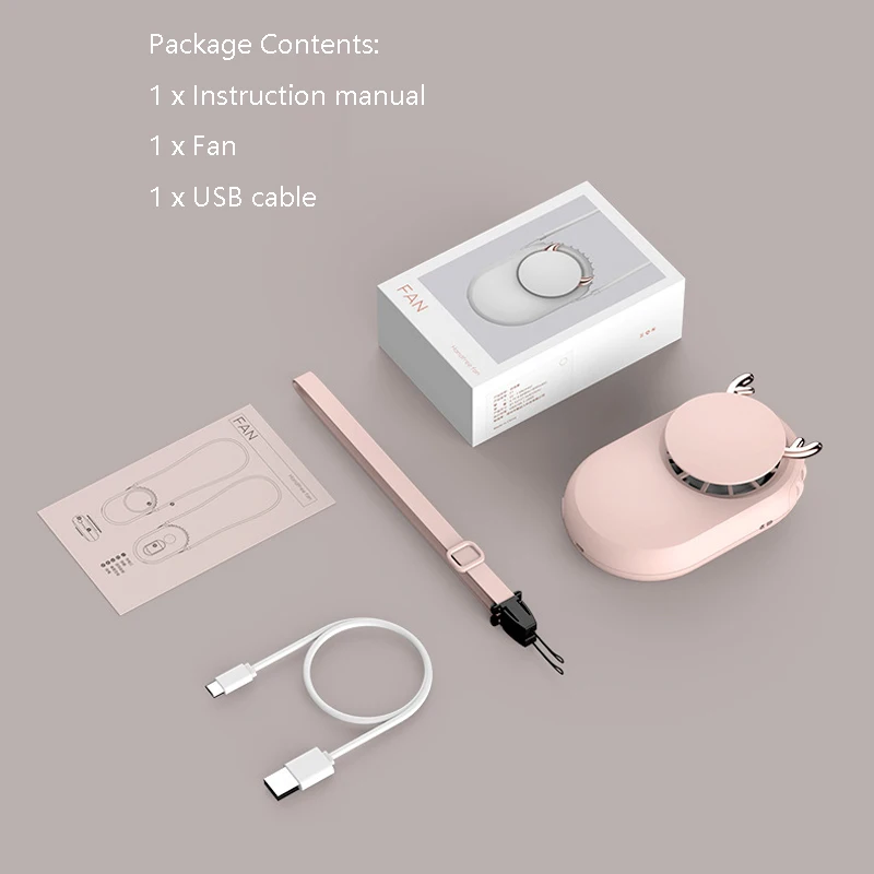 Мини вентилятор портативный подвесной шейный Usb перезаряжаемые личные
