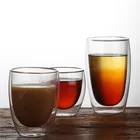 Термостойкая стеклянная чашка с двойными стенками, чашка для чая, пива, кофе, прозрачная стеклянная чашка es, прозрачная кружка, посуда для напитков