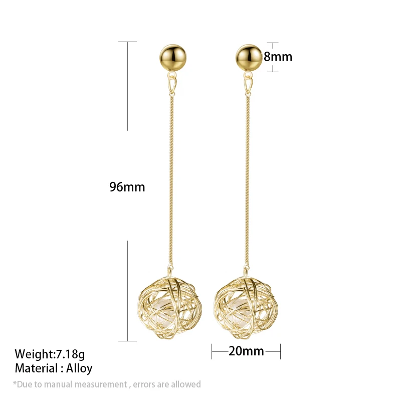 Женские серьги-подвески с жемчугом серьги золотистого цвета в форме шара