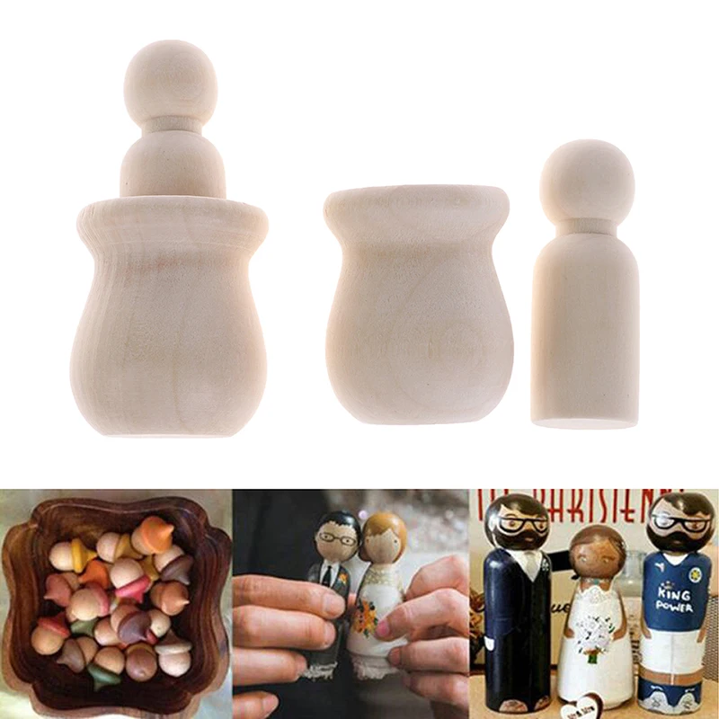 

5Pcs/set Unfinished Wood Craft People Nesting Set Manual Wooden Peg Dolls Crafts DIY Paint Stain Kid's Party Wedding Home Decor