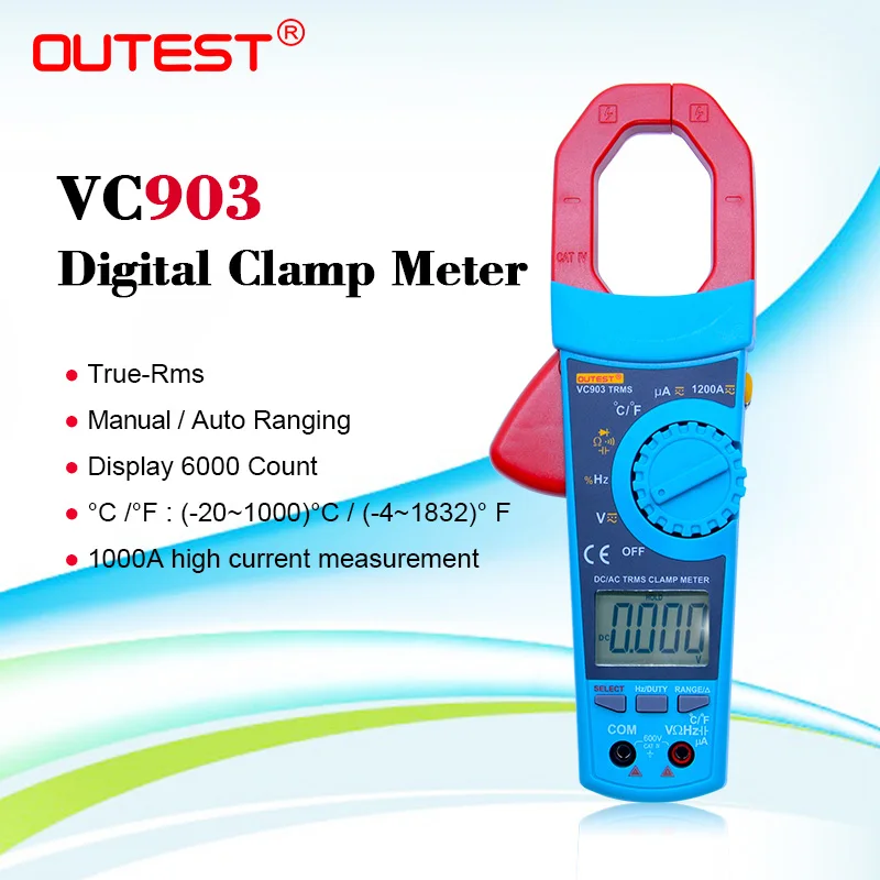 Портативный цифровой мультиметр зажим OUTEST VC903 6000 отсчетов 1000A AC|clamp meter|ac clamp meterdigital