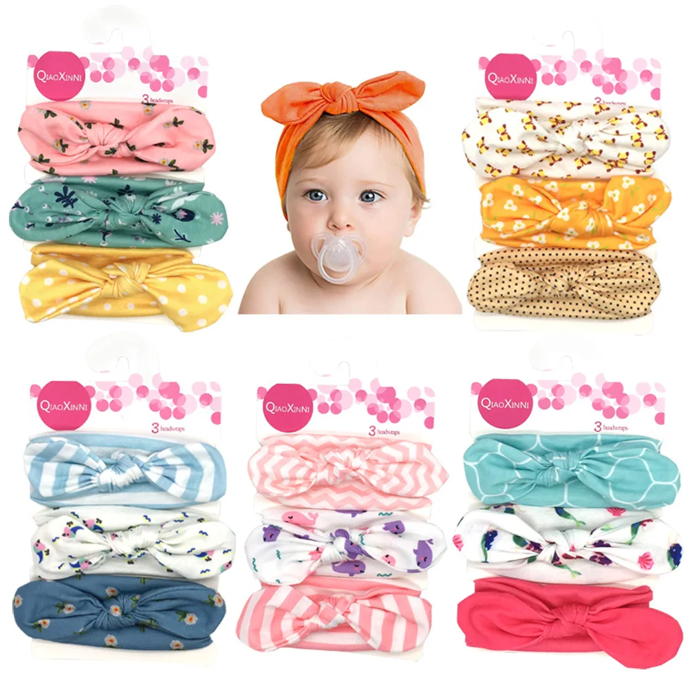 

3Pcs Baby Hair Accessories Bows Baby Headband Soft Nylon Infant Hairband