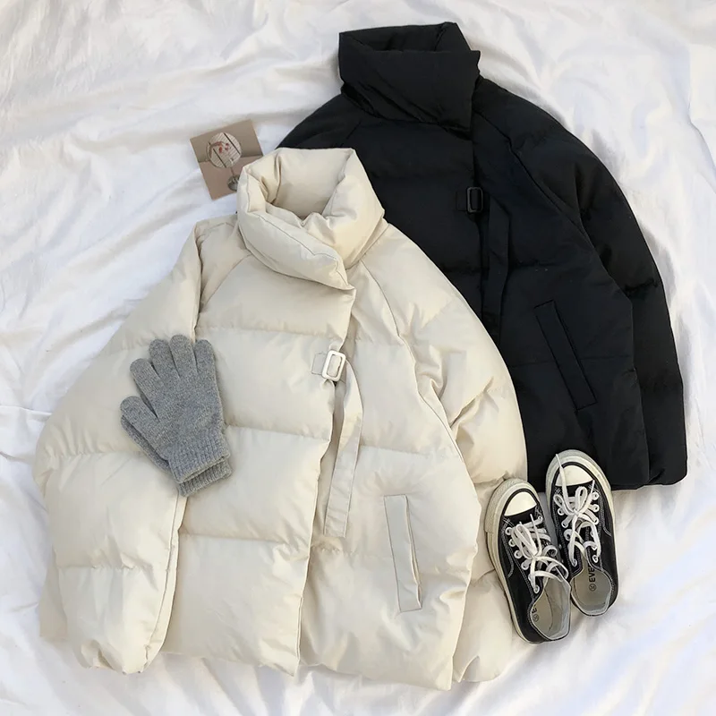 2019 зимняя женская куртка с воротником утепленная теплая поясом женский пуховик