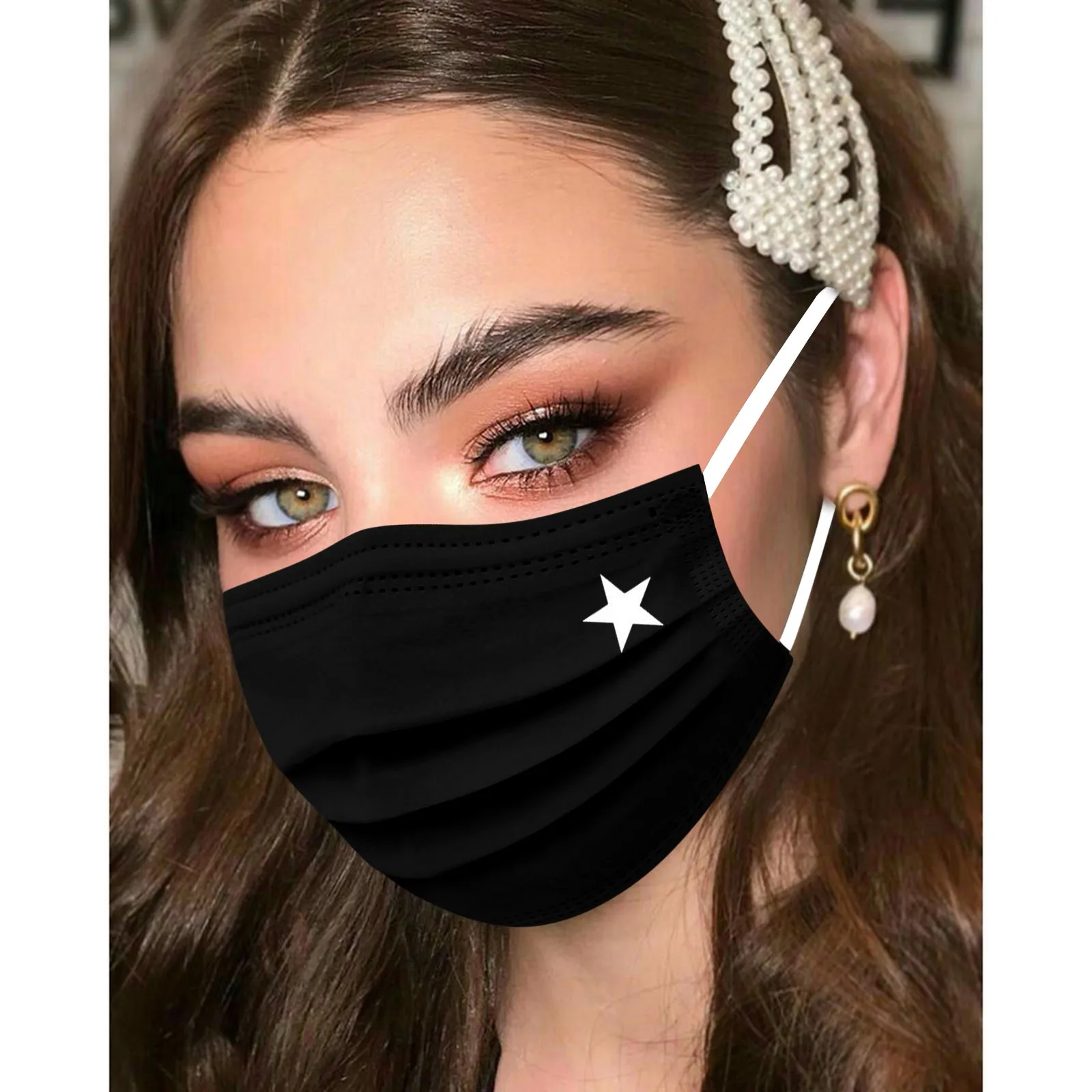 

Heart Print Mascarillas Black Mask Disposable Masks Aldute Mouth Face Mask For Women 3 Layer Anti-dust Mask Masque Mouth Caps