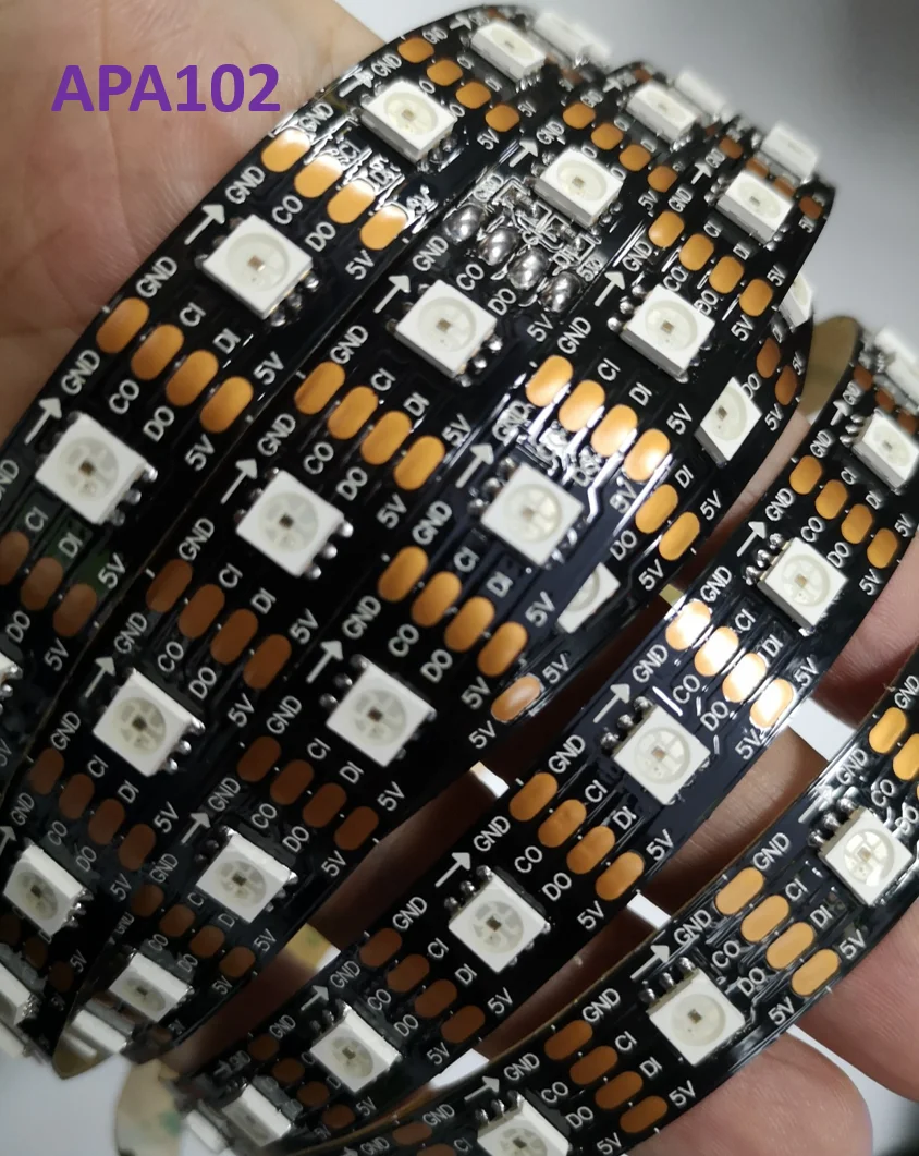 

5m APA102 Smart led pixel strip 30/60/144 leds/pixels/m,IP30/IP65/IP67 DATA and CLOCK seperately DC5V