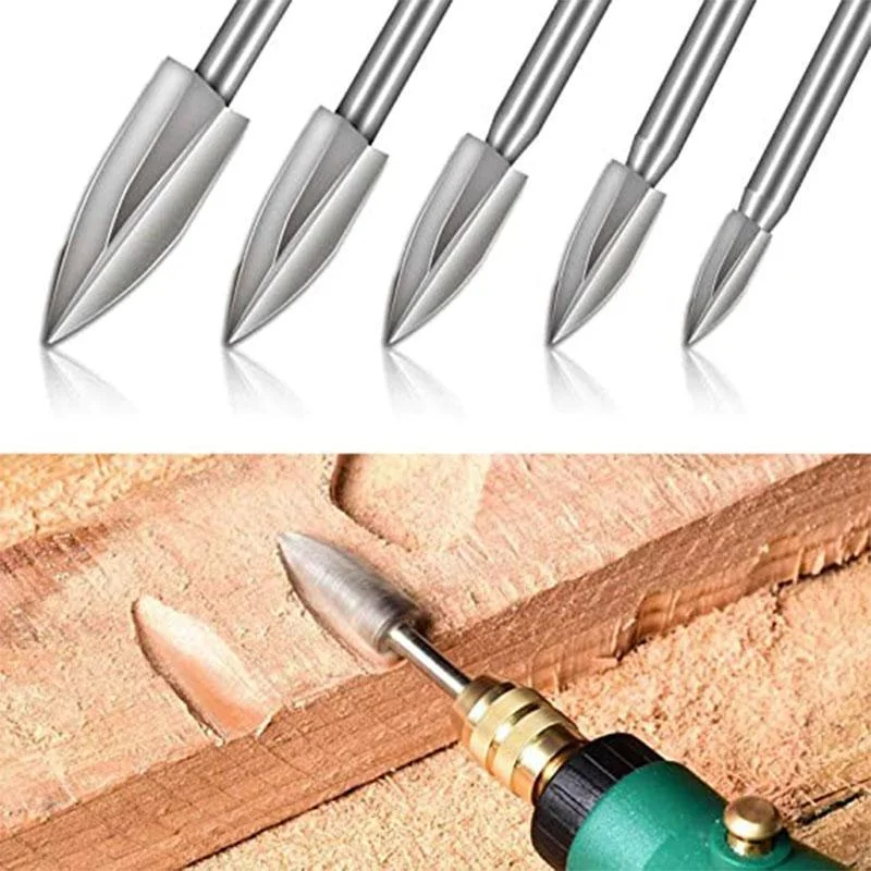 

5PCS Wood Drilling Wood Carving Drill Bit Shank 3-8mm Milling Cutters Wood Carving Knife Cutter Drilling Carving Engraving