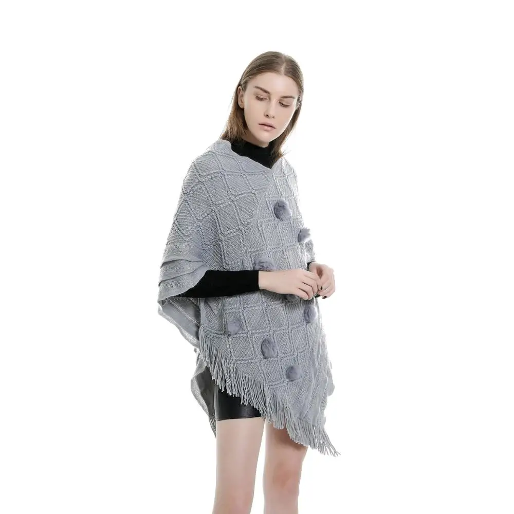 2019 зима осень женская кисточка мех пончо накидка кардиган обертывание шаль