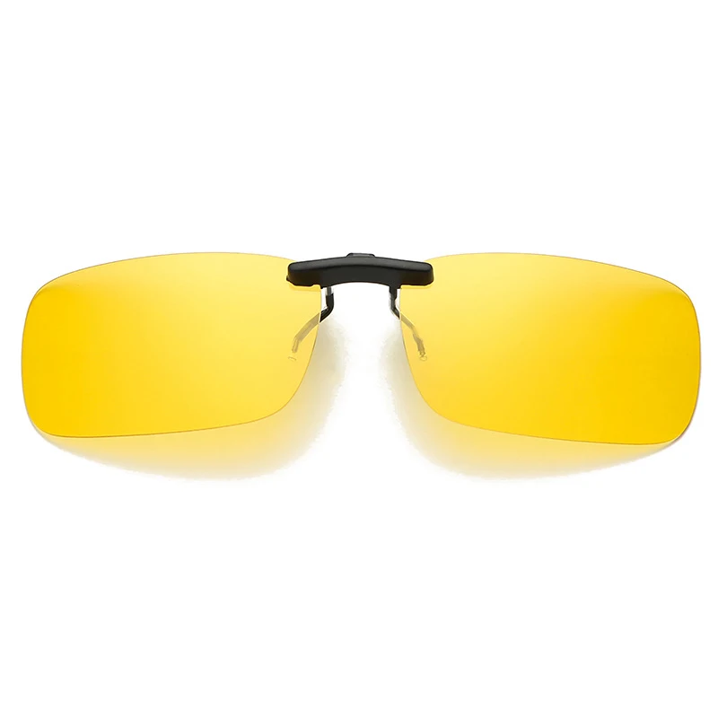yellow large Фотохромные солнцезащитные очки на клипсах, мужские Поляризованные женские прямоугольные солнцезащитные очки, очки для ночного видения, очки с клипсой для вождения, анти-УФ - Цвет линз: yellow large