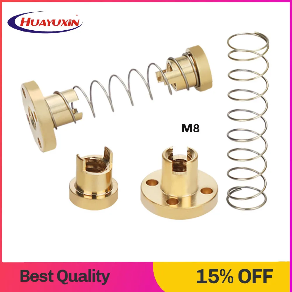 

3D Printer Parts T8 Anti Backlash Lead Screw Nut Spring Loaded Elimination Gap Nut For lead 8mm Nut Threaded Rod Lead Screws DI