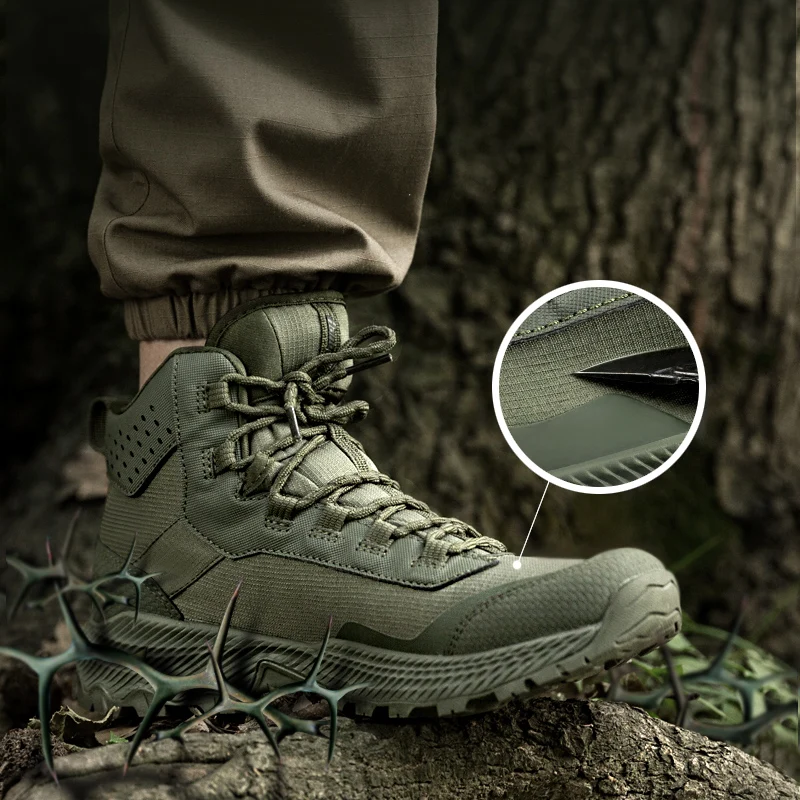 FREE SOLDIER Men's Outdoor Hiking Waterproof Combat Boots Sports Non-slip Wear-resistant Lightweight Walking Work Shoes