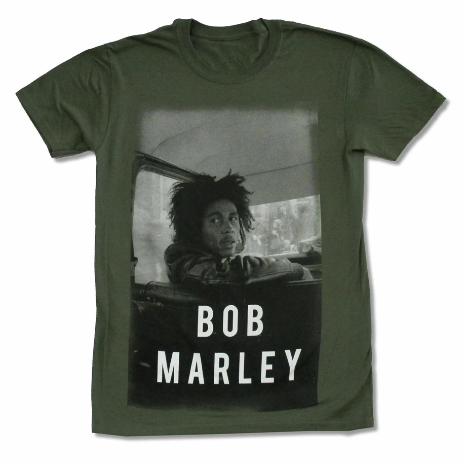 Боб Марли в машине оливково зеленая футболка Новая взрослая регги группа раста