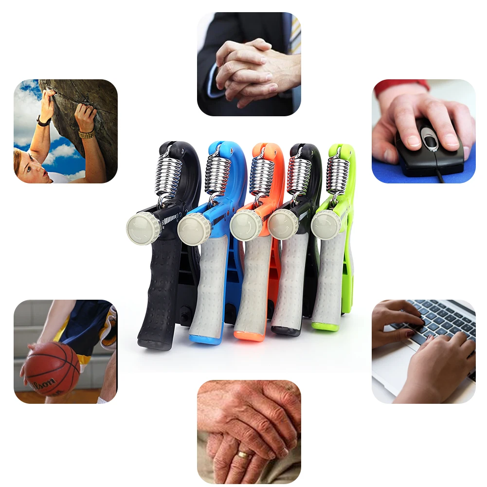 

Countable 22-132lb R-Shape Hand Grip Anti-slip Handle Adjustable Strength Exercise Gripper Counter Hand Exercise Fitness Tool
