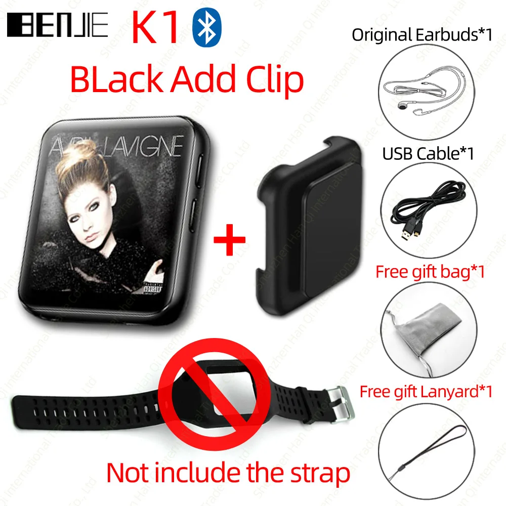 Black BENJIE K1 полный сенсорный экран Bluetooth MP3 плеер с fm-радио, рекордер, электронная книга портативный аудио 8 Гб 16 Гб мини клип музыкальный плеер - Цвет: Black