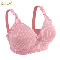 high quality d cup plus size bra for women push up bra stripe pattern wireless bralette breathable bra female underwear lingerie