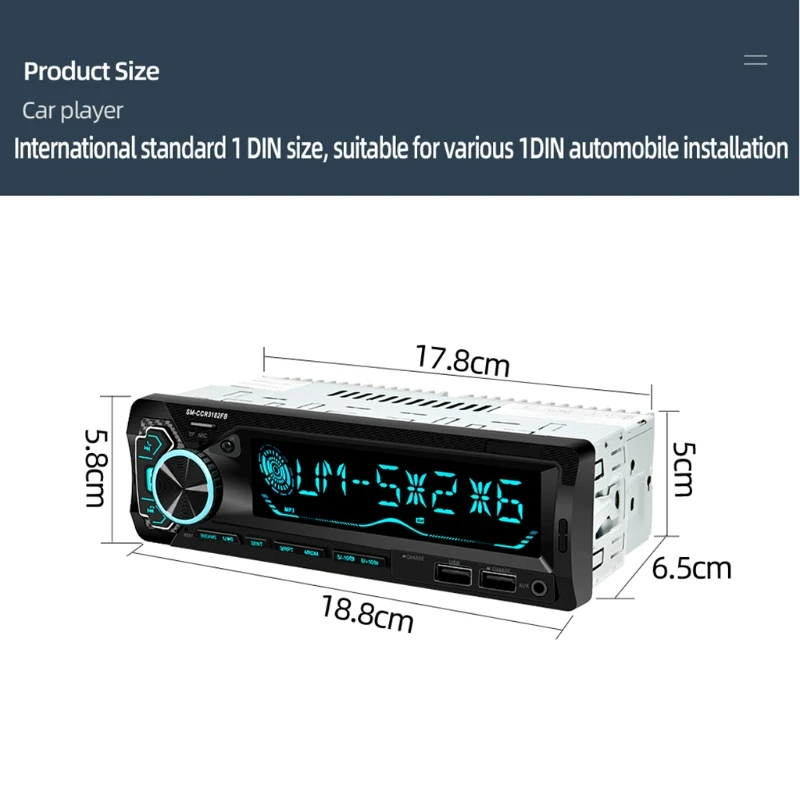 

Car Bluetooth MP3 Player Colorful Lighting 12V Dual USB Charging Function APP Control Bluetooth Hands-free Card Machine