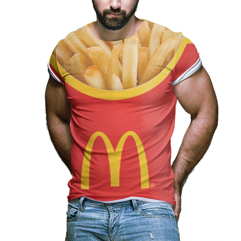 

Funny Food pattern Tshirt Comfortable New Men's T-shirt Casual Short Sleeve 3D SummerT-Shirt Topsstrret Father and son clothes
