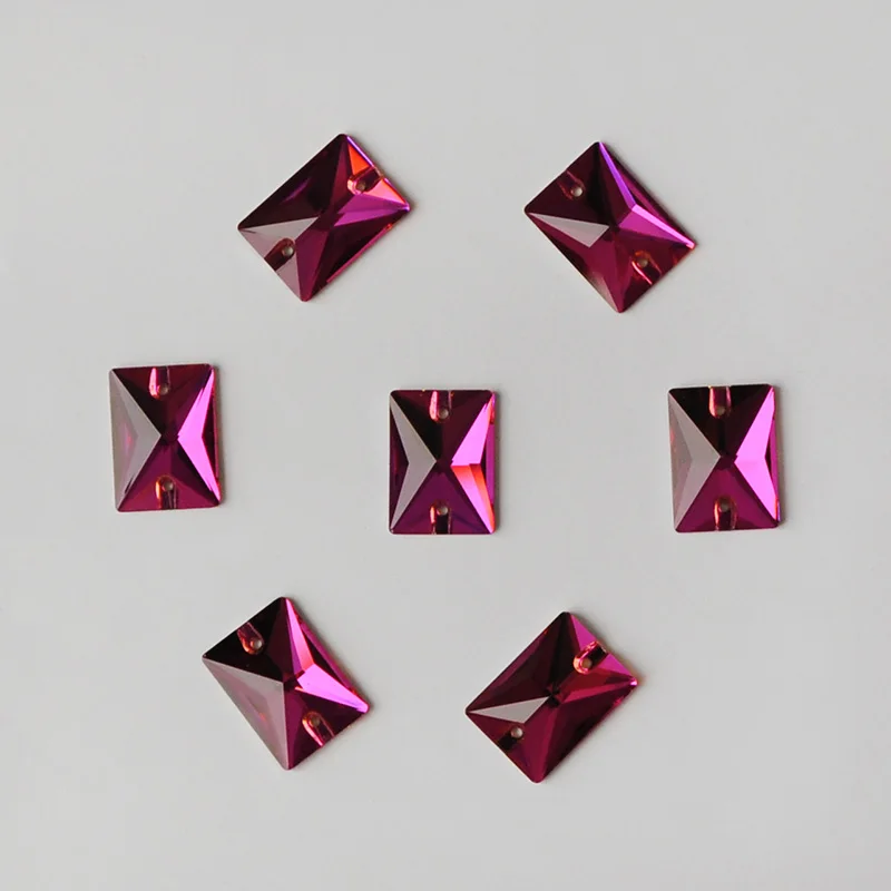 Янруо 3250 прямоугольная фуксия Flatback шитье Стразы шьют на стеклянные камни и