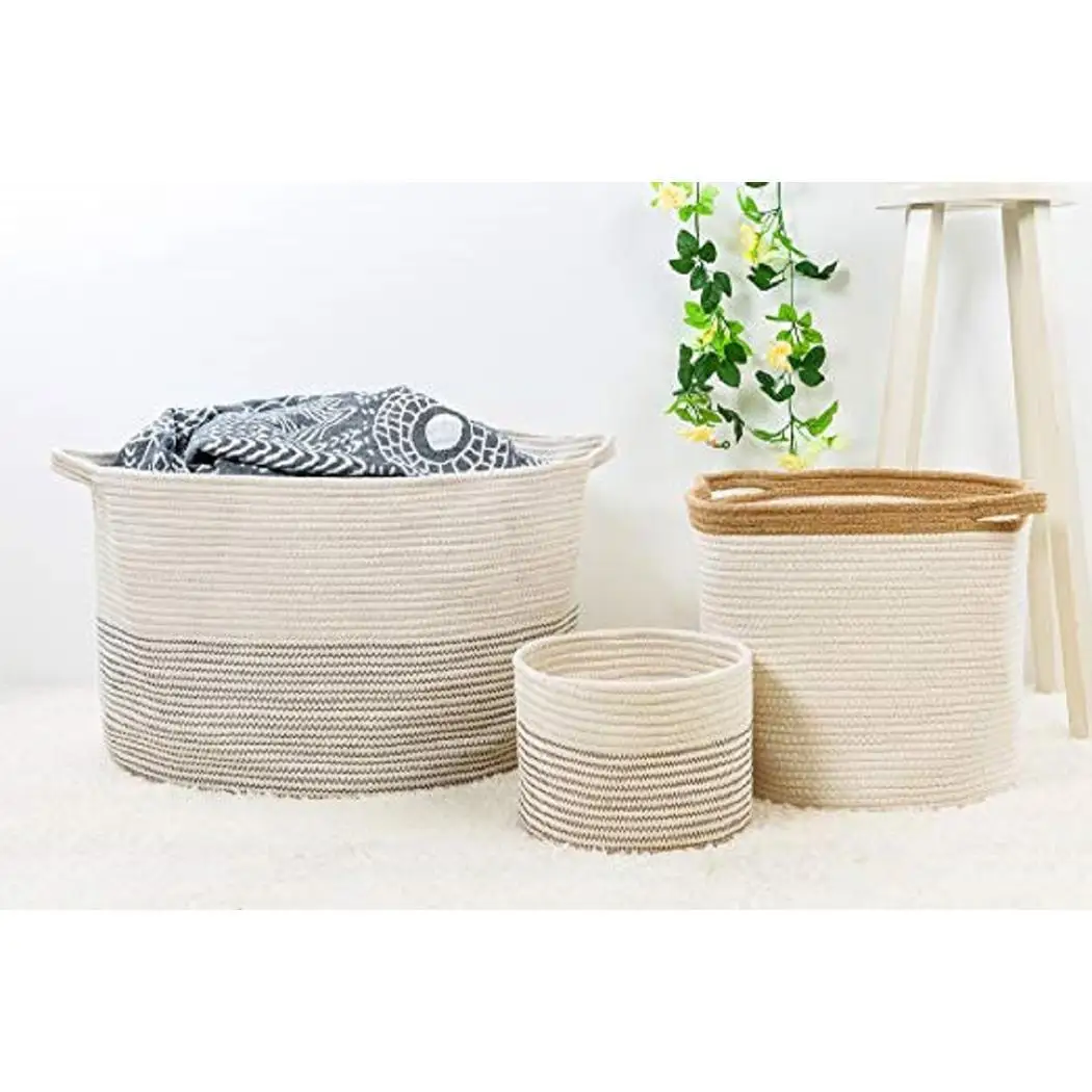 Multi-function Large Cotton Rope Woven Storage Basket for Clothes Toys | Дом и сад