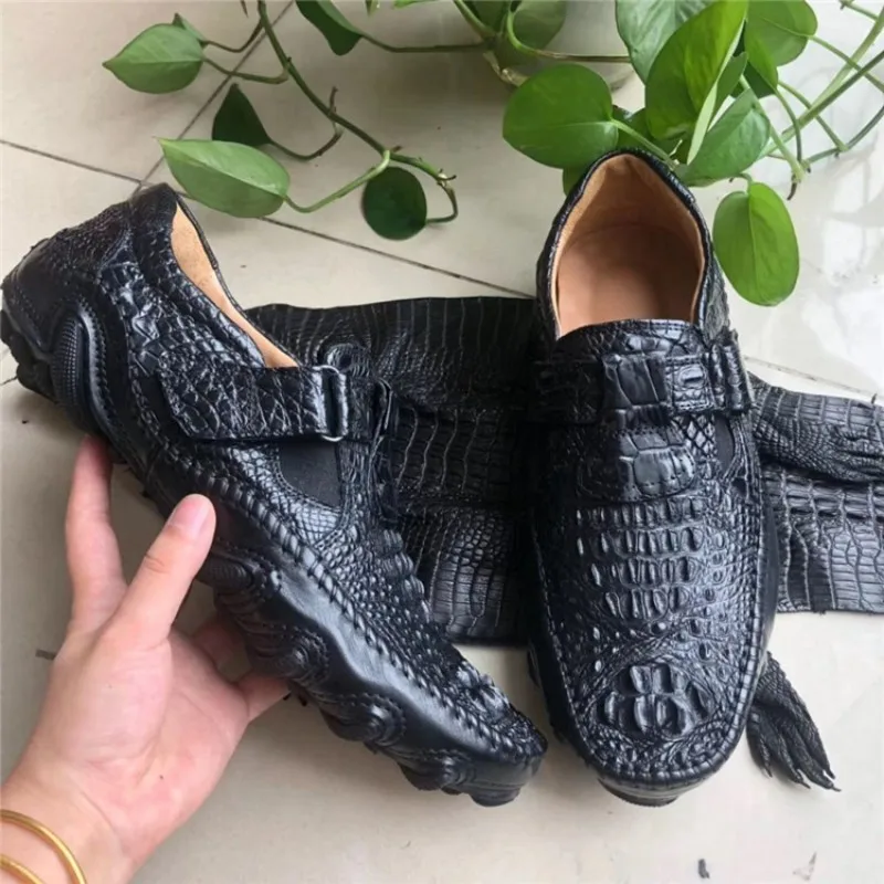 Обувь из натуральной крокодиловой кожи мужские роскошные черные деловые