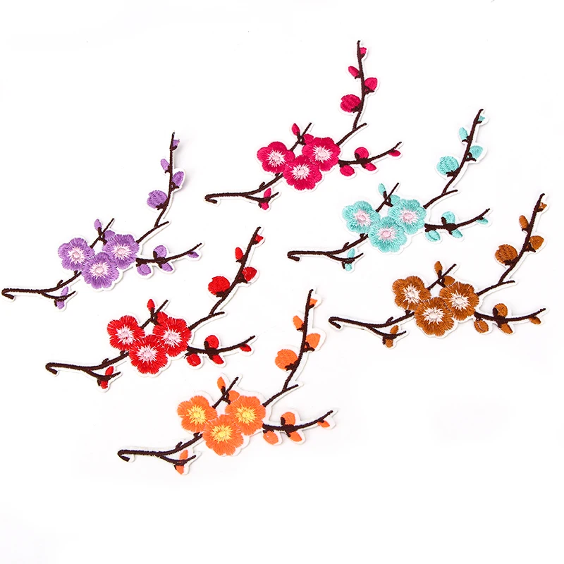 4 шт. аппликация в виде цветка сливы вышивка утюгом нашивка для одежды тканевая