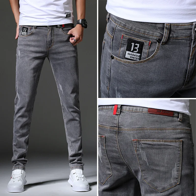 

Brand Men Jeans Slim Fit Skinny Denim Jeans Designer Elastic Straight Jeans Stretch Trousers Jeans for Men