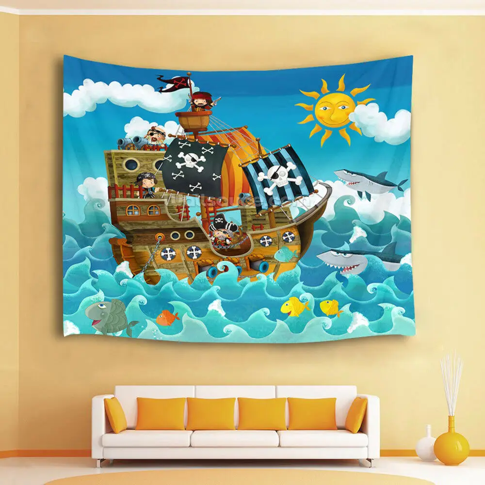 Настенный Гобелен простыня для гостиной покрывало мультфильм парусный спорт