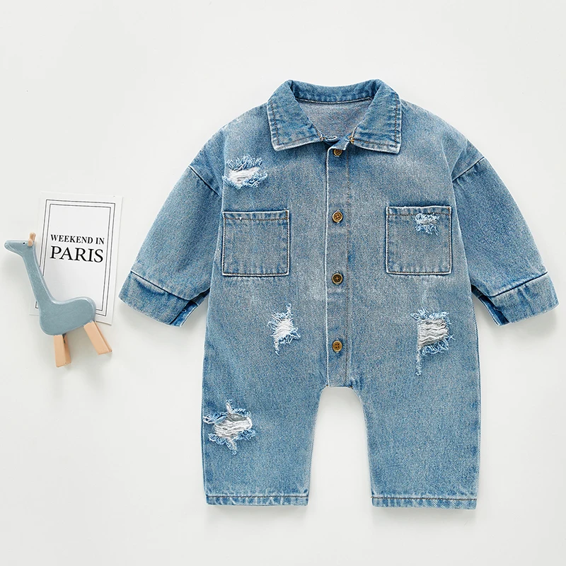 Newborn Baby Clothes Baby Girl Clothes Outfits Baby Boys Rompers Kid Cotton Flexible Hole Denim Costume Girls Infant Jumpsuit images - 6