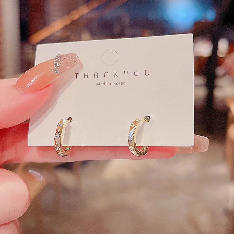 2021 New Korean S925 Silvers Simple Small Circle Hoop Earrings Diamonds Bohemian Earrings Jewelry for Woman Metal Fashion