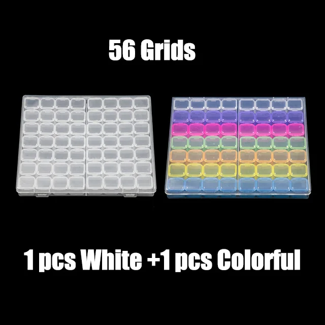 56 White Colorful Высококачественный Контейнер для инструментов для алмазной вышивки, аксессуары для хранения мозаики, удобный ящик с бесплатной наклейкой - Цвет: 56 White Colorful
