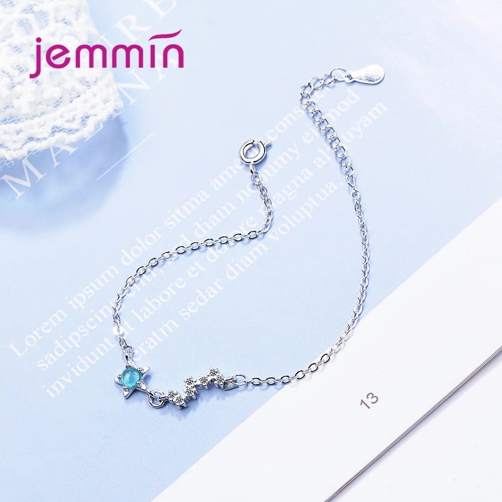 Стразы стеклянные женские браслеты из стерлингового серебра 925 пробы красивый