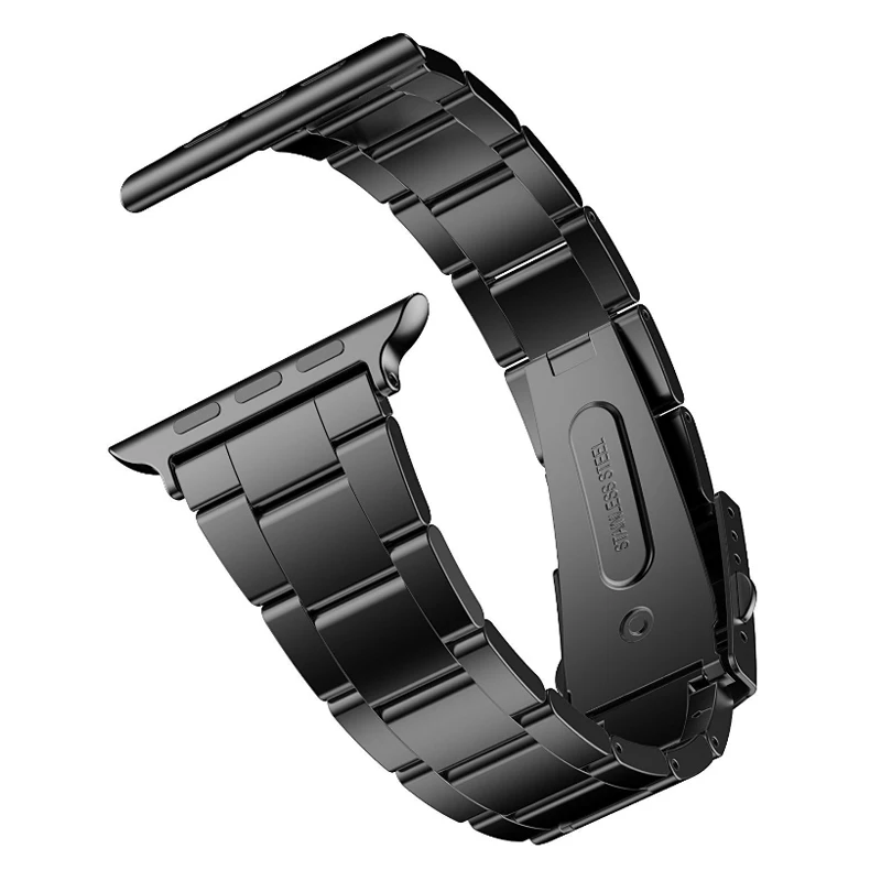 Браслет из нержавеющей стали с тремя бусинами металлический ремешок для часов