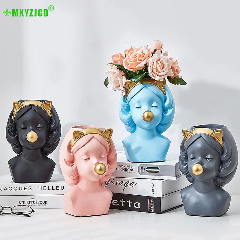 

Blowing Bubbles Girl Vase Indoor Flower Arrangement Container Hydroponic Cute Living Room Creative Decoration Flower Device