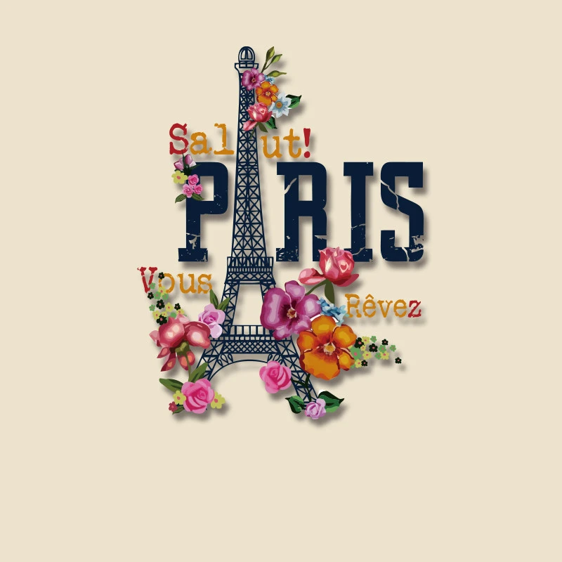 

Paris Eiffel Tower Letter Patch Heat Transfer Vinyl Sticker for Clothing DIY T-shirt Applique Iron on Flower Patches for Clothes