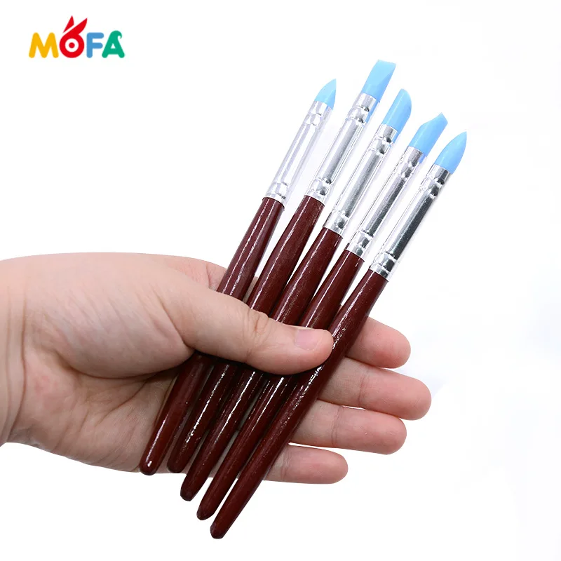 5 черных силиконовых ручек для ногтей инструмент из пяти предметов мягкая глина