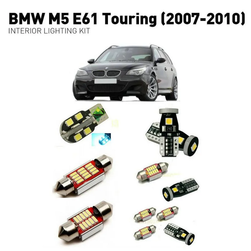 

Светодиодные внутренние фары для BMW m5 e61 touring 2007-2010, 19 шт., светодиодные фары для автомобилей, комплект освещения, автомобильные лампы без ошиб...